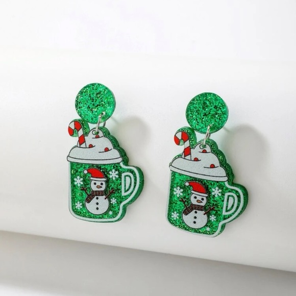 Kathrono Jewelry - ⛄️Adorable Large Snowman Hot Chocolate Mug Drop Earrings ☃️